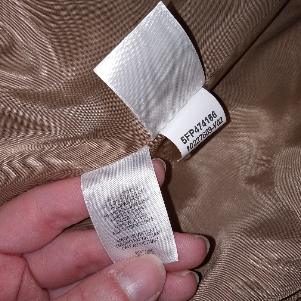 Anne Klein Women's Tan Blazer 14 Stretch Cotton Business Career 3 Button - Picture 8 of 10